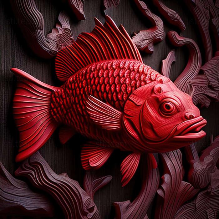 3D model Red paku fish (STL)